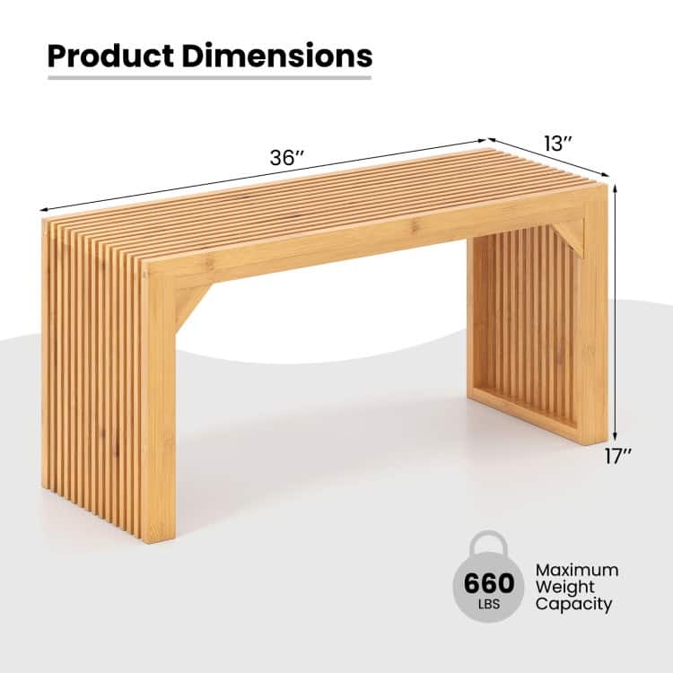 Natural Wicker Wooden Entryway Bench 36 inches Lattice Hollow Seating - 36" x 13" x 17"