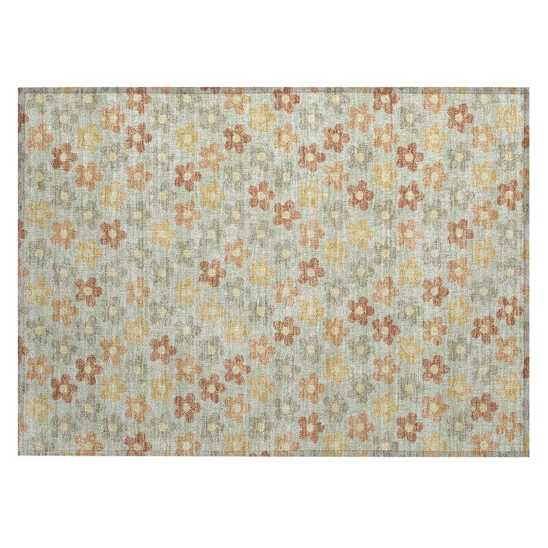 Machine Washable Indoor/ Outdoor Floral Kechi Chantille Rug