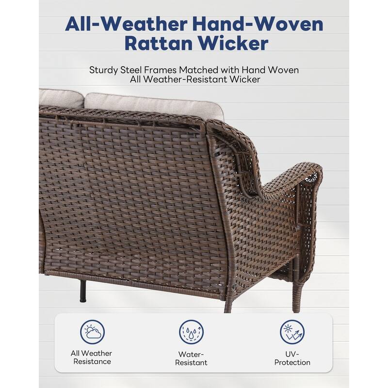 Outside Loveseat with Swivel Chiar and Sofa Brown - Beige