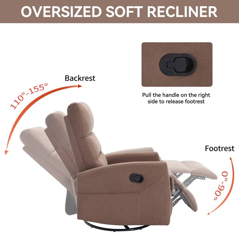 360° Swivel Rocking Recliner Chair in Polyester for Living Room