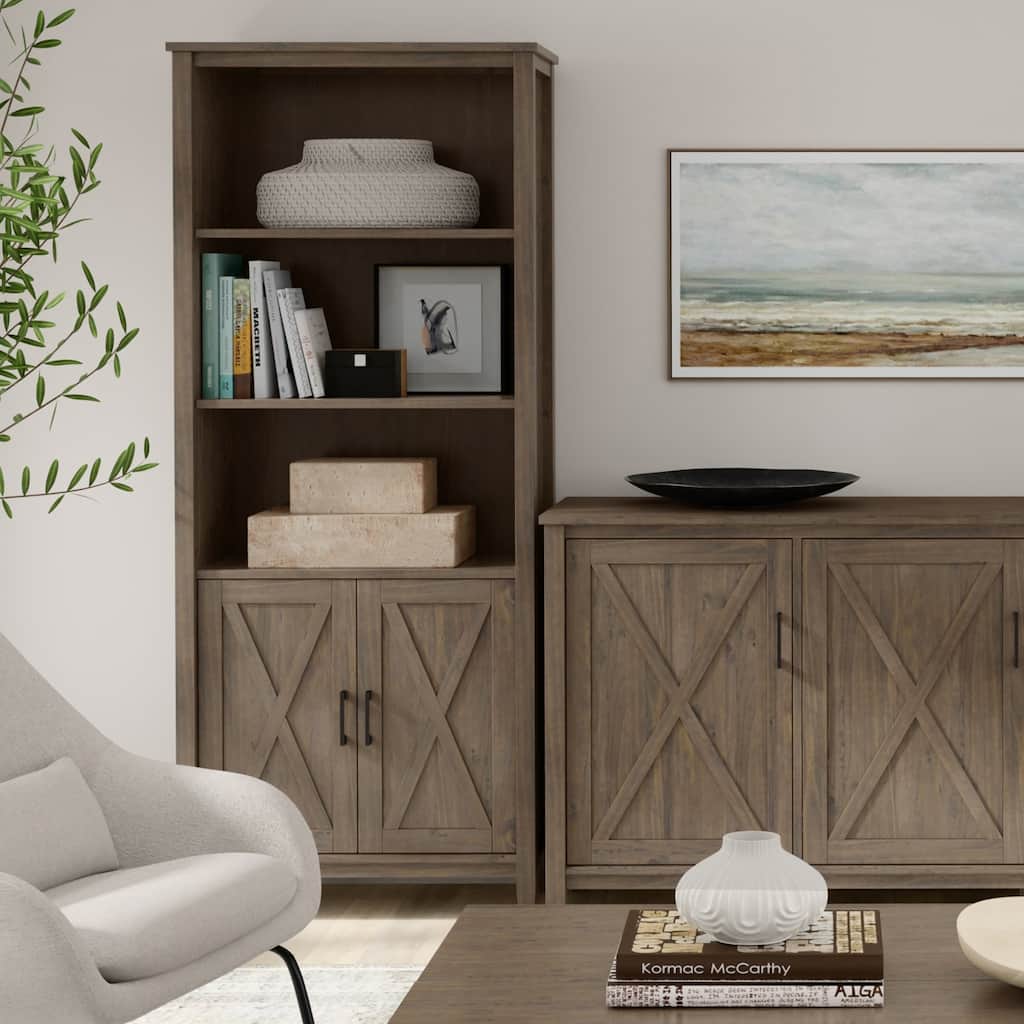 WYNDENHALL Cantina SOLID WOOD 72 inch x 30 inch Transitional Bookcase in Smoky Brown - 14" d x 30" w x 72" h