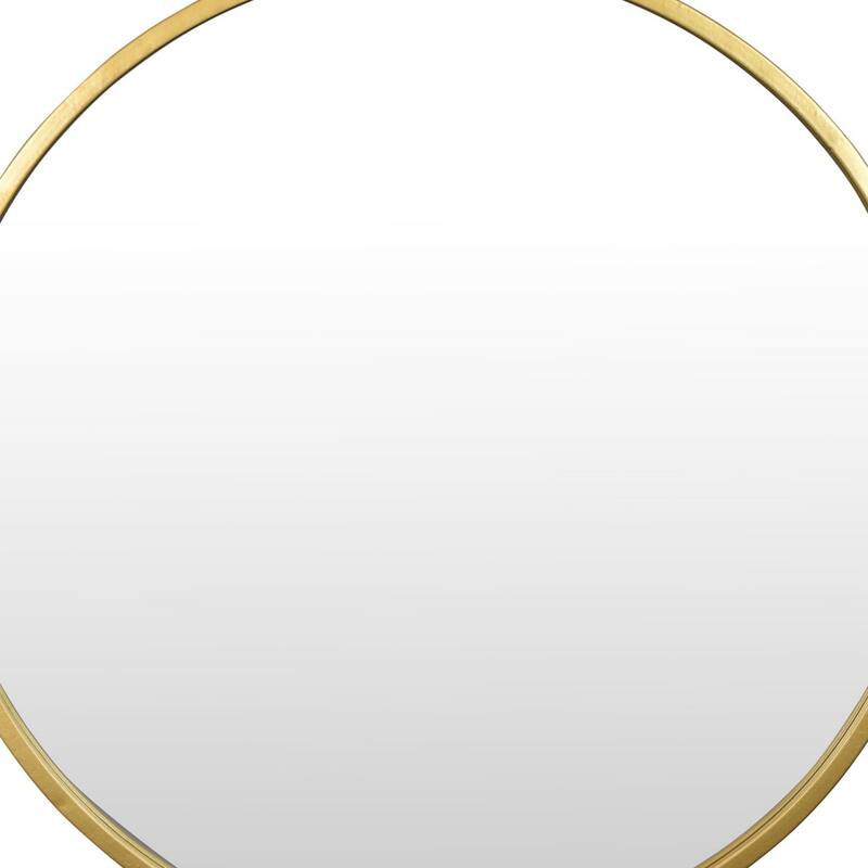 Zine Wall Mirror Decor, Round Glass, Woven Border, 19 x 27 Gold Metal