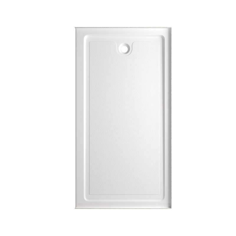 Slip-resistant Acrylic ShowerPan with Raised Edges 60-in Long x 32-in Wide Left White