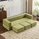 preview thumbnail 1 of 18, Convertible Sectional Sofa with 3 Storage Ottomans - High-Resilience Foam Sleeper, Space-Saving Chenille Floor Sofa Green