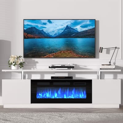 70'' Electric Fireplace Heater 2 Tier TV Stand with 36'' Firplace Entertainment Center - N/A