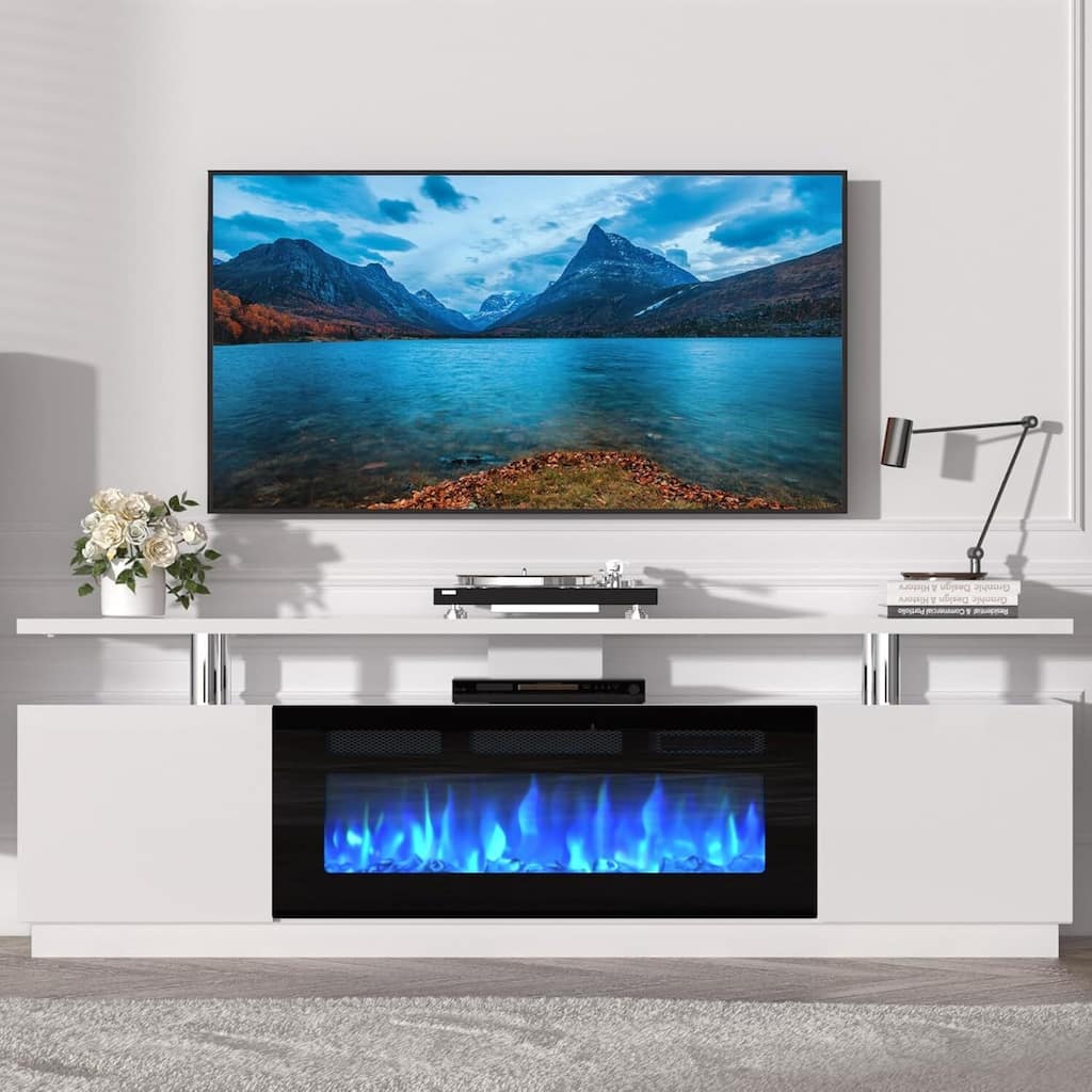 70'' Electric Fireplace Heater 2 Tier TV Stand with 36'' Firplace Entertainment Center - N/A