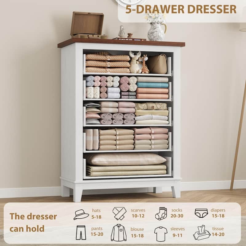 41.3" Tall Vertical Drawer Dresser, with Large Storage