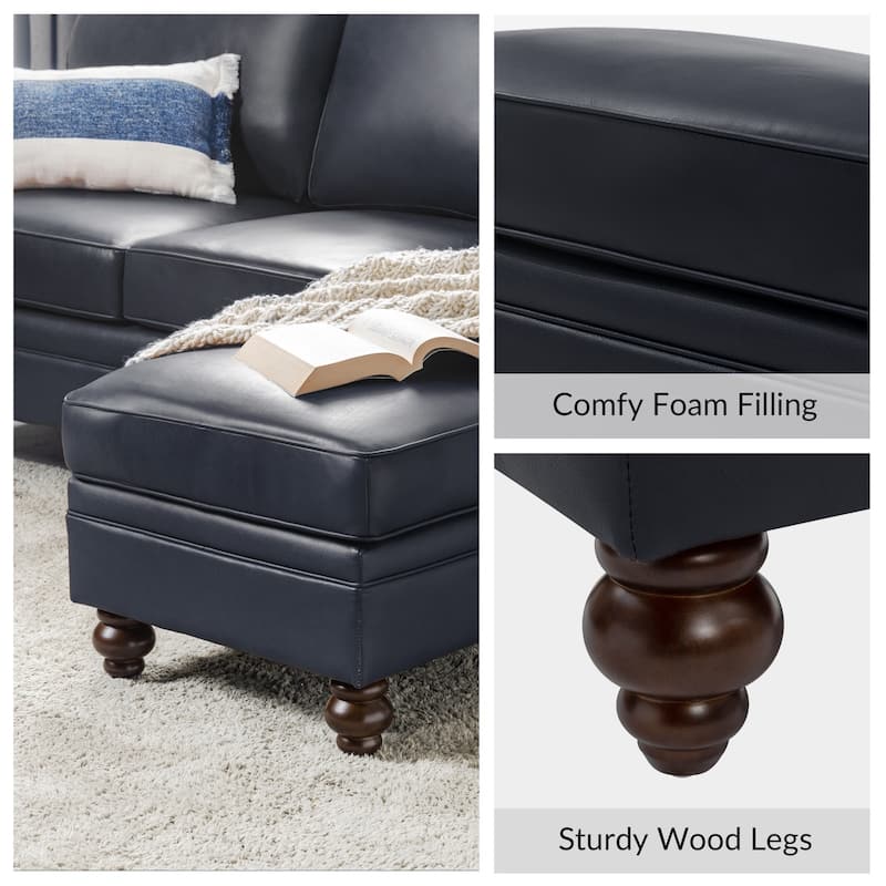 Filomena Transitional 5 Piece Genuine Leather Living Room Set Sofa with Rolled Arms by HULALA HOME