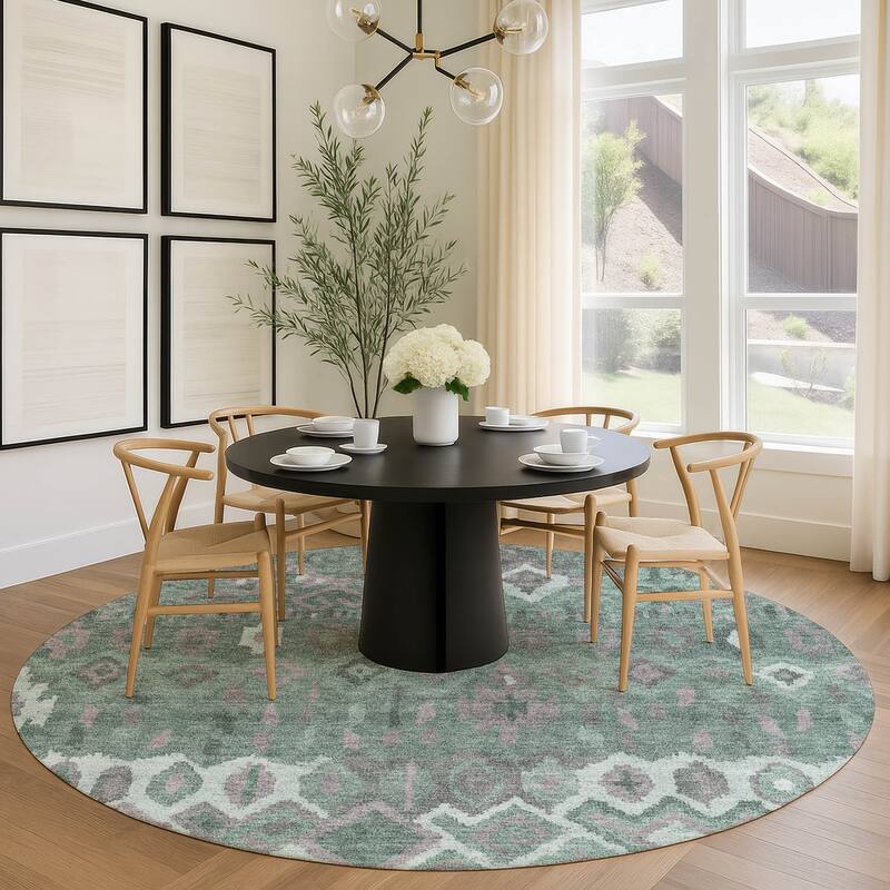 Machine Washable Indoor/ Outdoor Boho Moroccan Chantille Rug