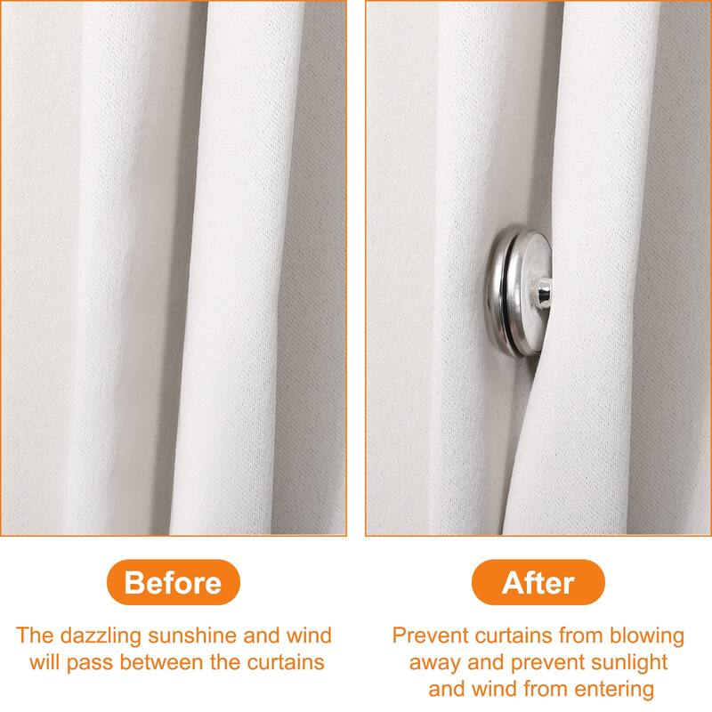Curtain Magnets Closure, Detachable Round Magnetic Curtain Clips, 0.79" - Silver