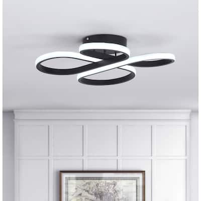 Modern 1-Light Concise Linear Design LED Flush Mount Lamp