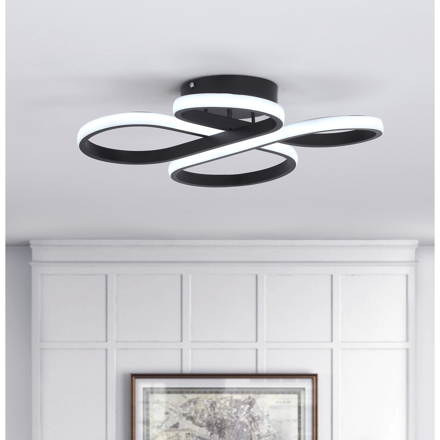 Modern 1-Light Concise Linear Design LED Flush Mount Lamp