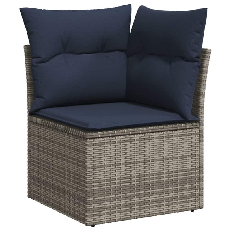vidaXL 10 Piece Patio Sofa Set with Cushions Gray Poly Rattan