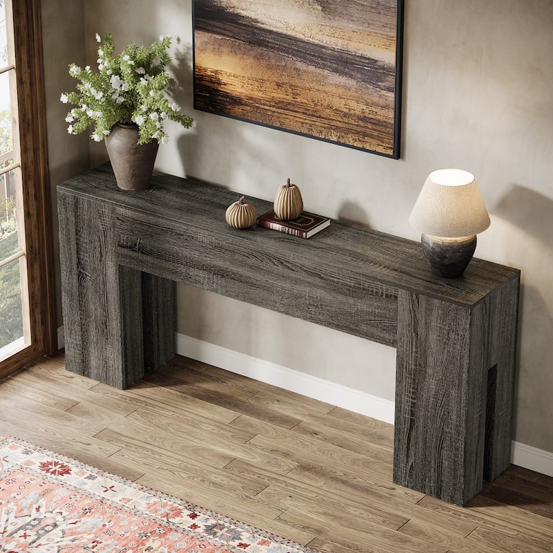 71-Inch Long Console Table for Entryway, Living Room, Rustic Brown - 70.86" L x 13.78" W x 32.3" H