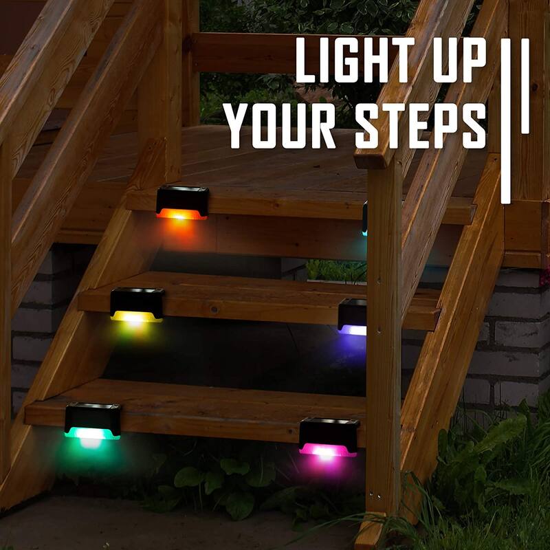 4Pack Solar Deck Waterproof Lights - Colorful