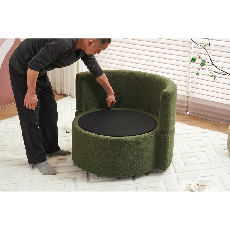 Swivel And Storage Chair With Back Cushion For Living Room