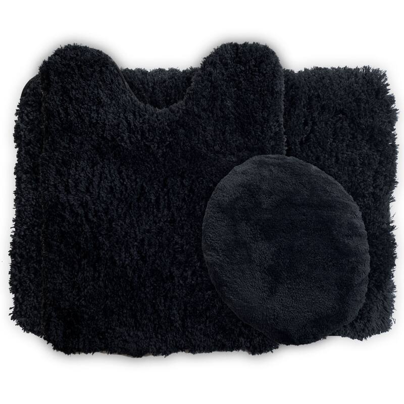 3-Piece Bathroom Rug Set – Non-Slip Bath Mat Set with Bath Rug, Contour Mat, and Toilet Lid Cover by Windsor Home