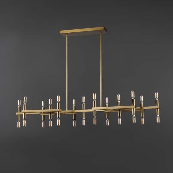 dimension image slide 0 of 2, SAFAVIEH Couture Collection Harald 56" Metal Chandelier - 50" W x 16" D x 56" H