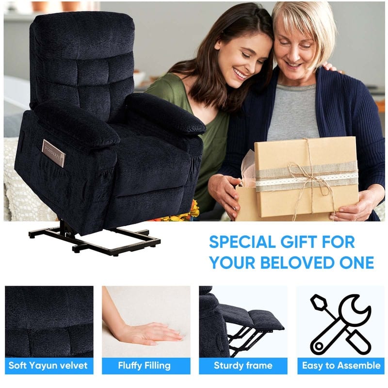 Mixoy Velvet Power Lift Recliners Chair,Dual Motor Heat Massage Electric Recliner Chair with Remote