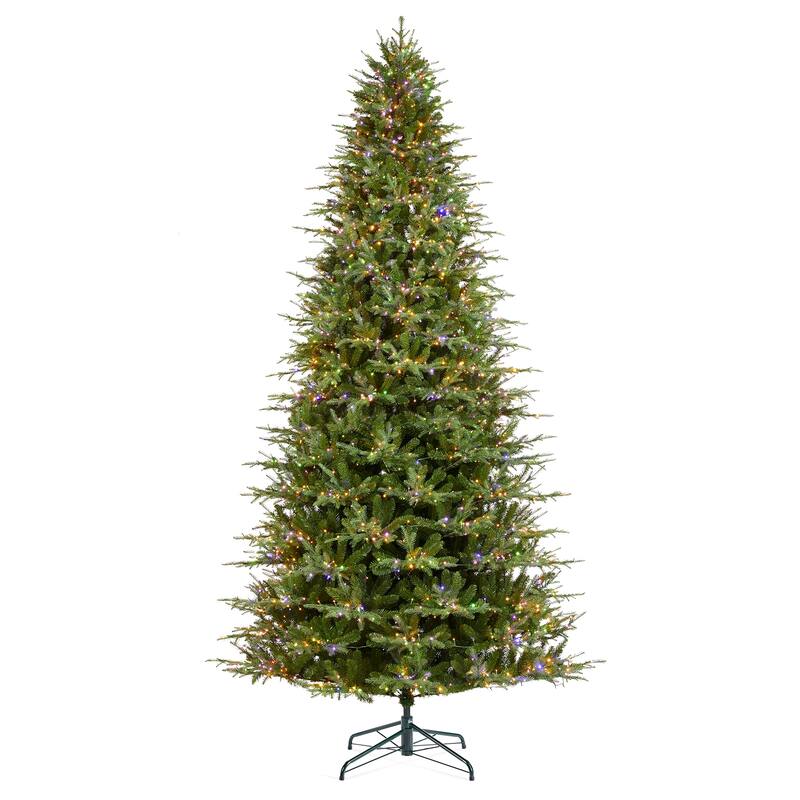 Glitzhome 11ft Pre-Lit Realistic Green Full Fir Artificial Christmas Tree with 3200 Lights & Foot Pedal