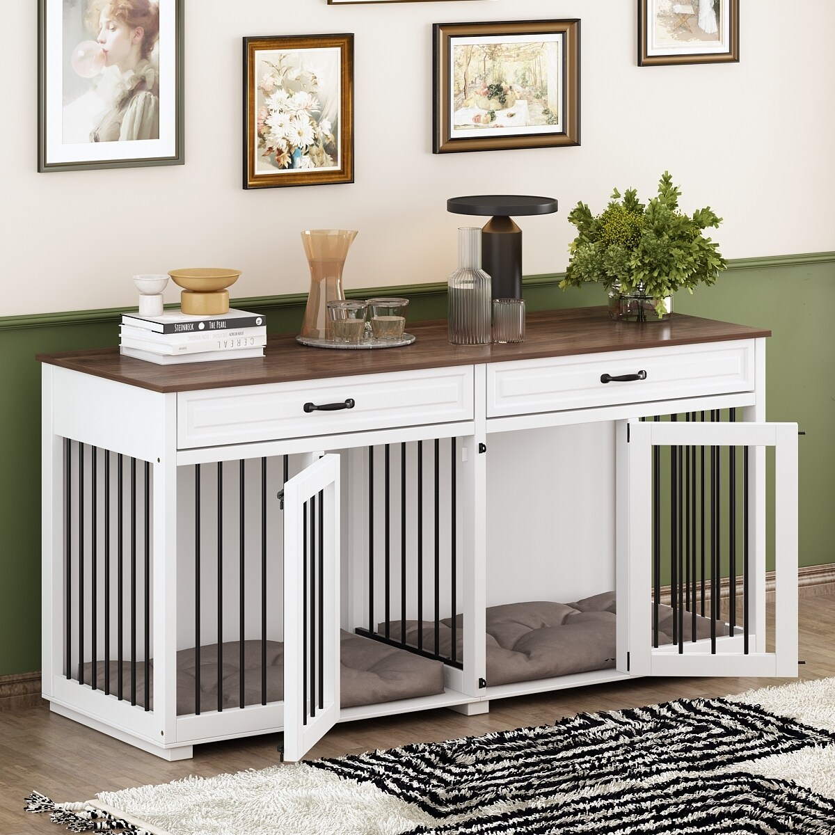 Wooden double dog kennel on sale
