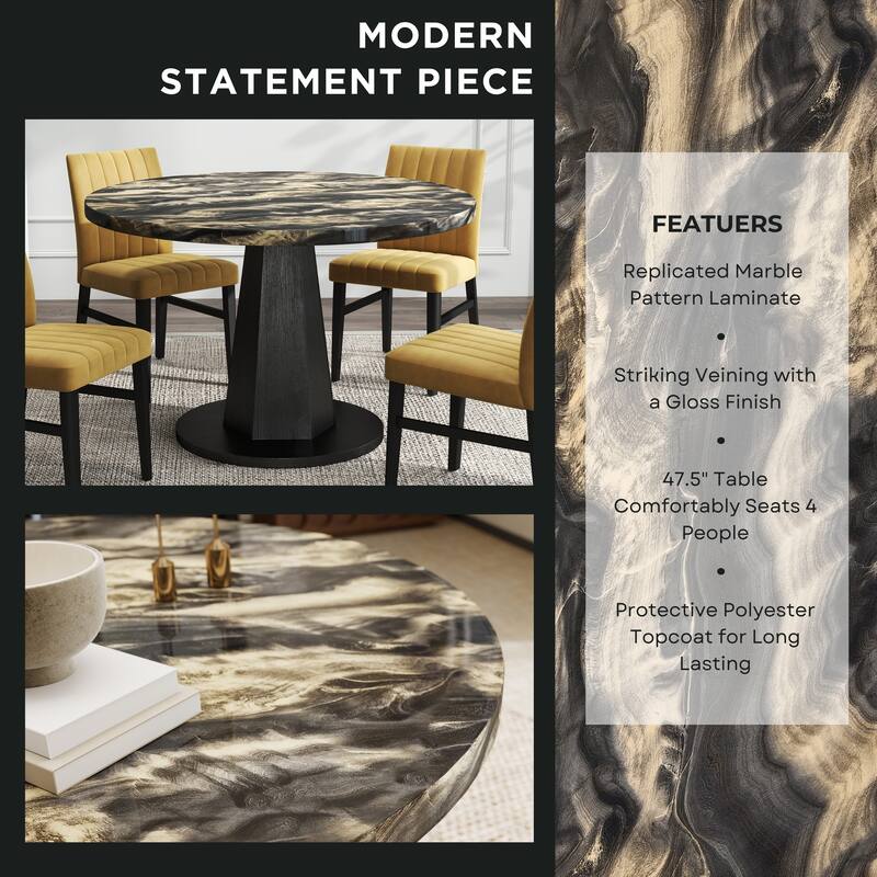 Roundhill Furniture Cavira 5-Piece Round Modern Dining Set