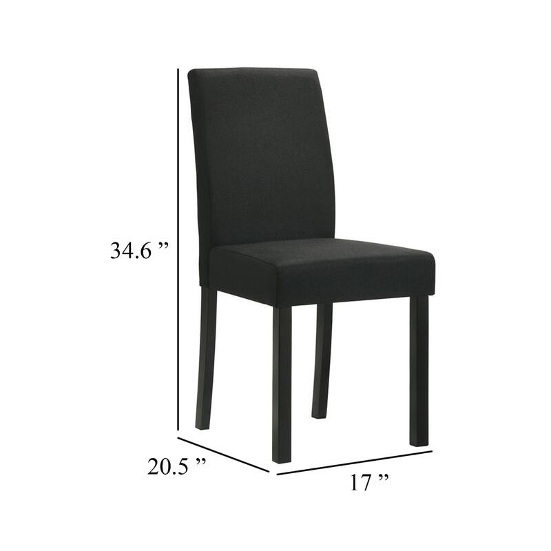 Dining Chair Set of 4, Black Wood Frame, Fabric Seat and Backrest