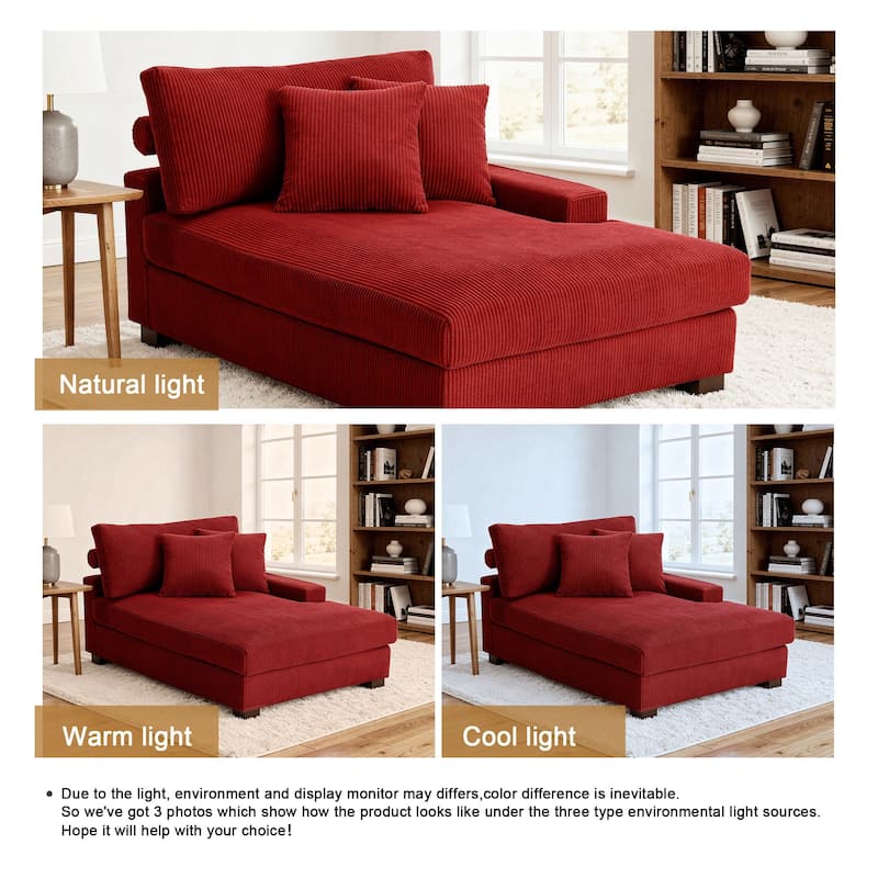 Corduroy Chaise Lounge Chair Upholstered Indoor Lounger Sofa