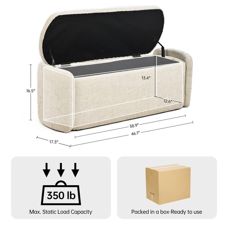 Bedroom Bench Storage Bench with Arms Ottoman entryway bench with storage End of Bed Bench, Entryway Bench