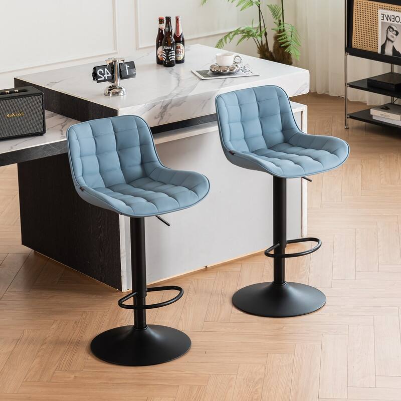 Adjustable Height Bar Stools Set of 2, Faux Leather Barstools for Kitchen Island Counter