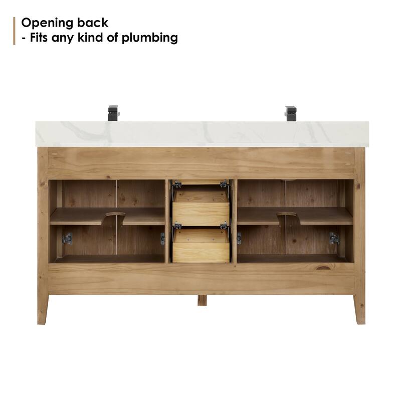 Altair Laurel Bath Vanity with Calacatta White Quartz Stone Countertop with Mirror