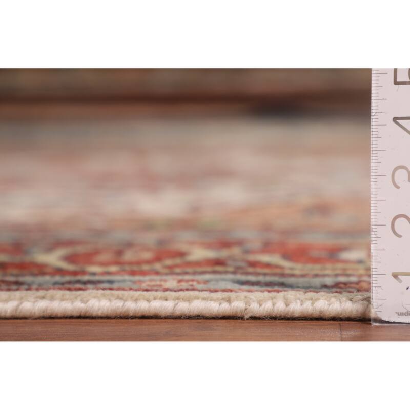 Ivory & Orange Heriz Serapi Indian Area Rug Handmade Wool Carpet - 7'10"x 9'11"