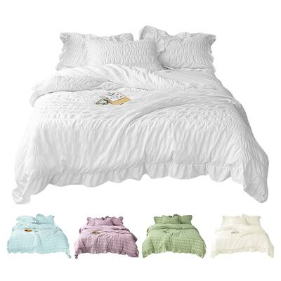 3-Piece Ruffled Comforter Set with Pillow Shams Chic Bedding