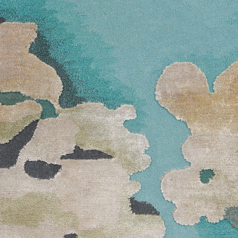 Nourison Prismatic Abstract Floral Textured Water Lily Shimmer Area Rug