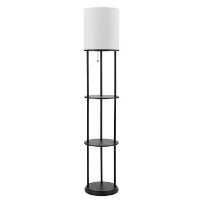 Versailles Floor lamp, 57.5 in, Matte Black, Shelves - Black