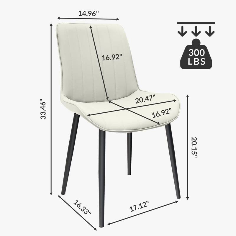 PU Leather Dining Chair with Metal Legs, Wave Pattern Upholstered Armless Chair Set of 4 for Kitchen, Restaurant, Living