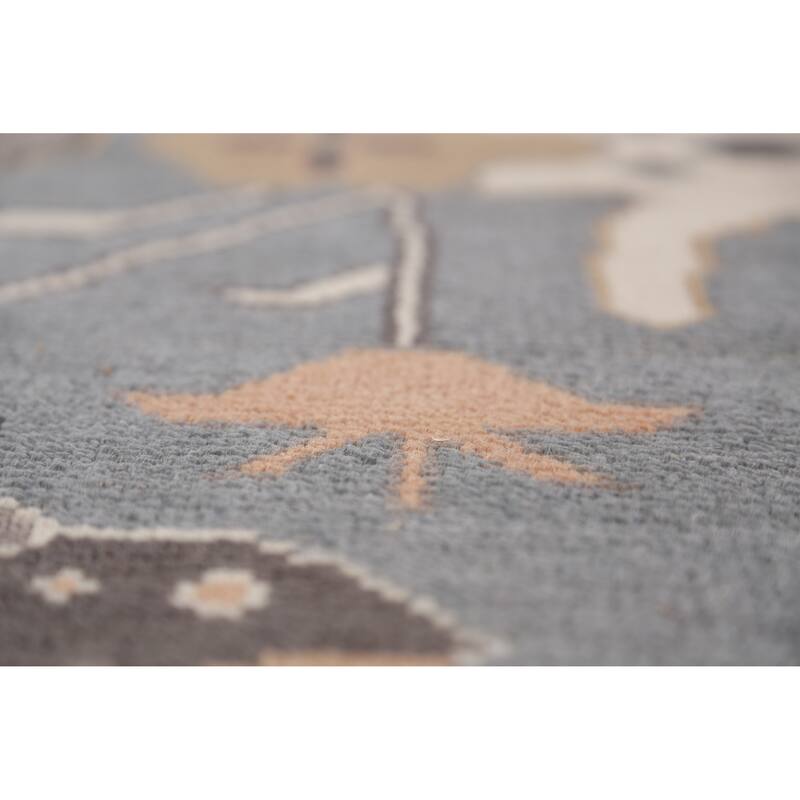 Gray Ivory Oushak Indian Large Rug Hand-Knotted Wool Carpet - 10'2" x 13'11"