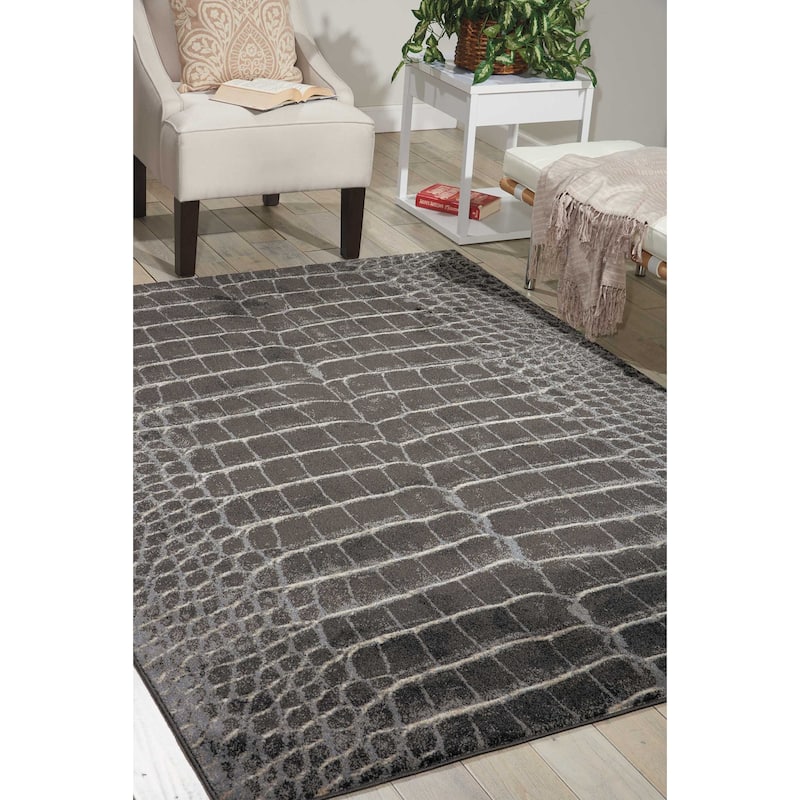 Nourison Maxell Modern Snake Print Area Rug - 5'3" x 7'3" - Charcoal - Rectangle