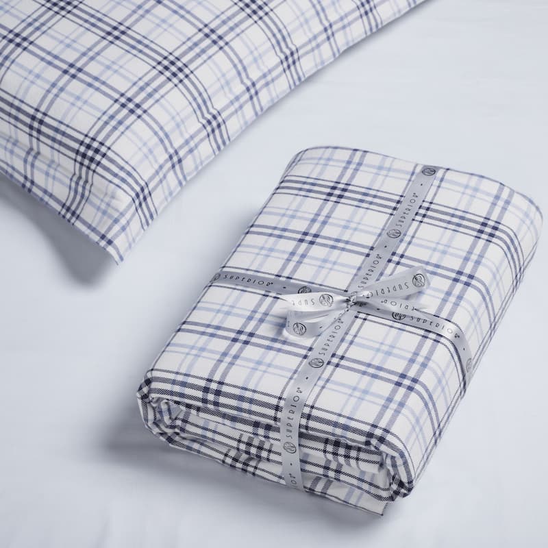 Superior Plaid Flannel Cotton Classic Rustic Farmhouse Duvet Cover Set