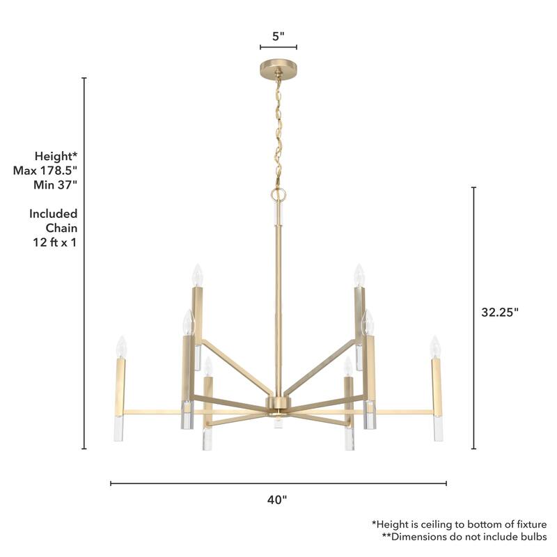 Hunter Sunjai 9-Light 2-Tier Chandelier - Entry, Dining Room, Living Room - Candle, Geometric, Contemporary, Glam