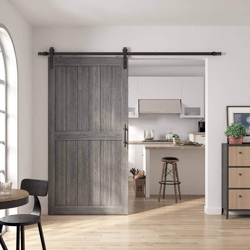 Sanding 30in./32in./36in./42in./48in.x 84in.MDF Barn Door With Sliding Hardware Kit ,Covered with Water-Proof PVC Surface