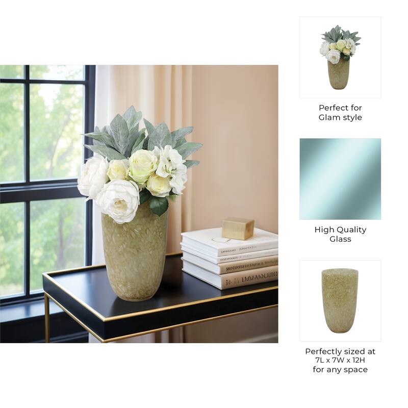Glass Decorative Vase Textured Handcrafted Sculptural Statement Style