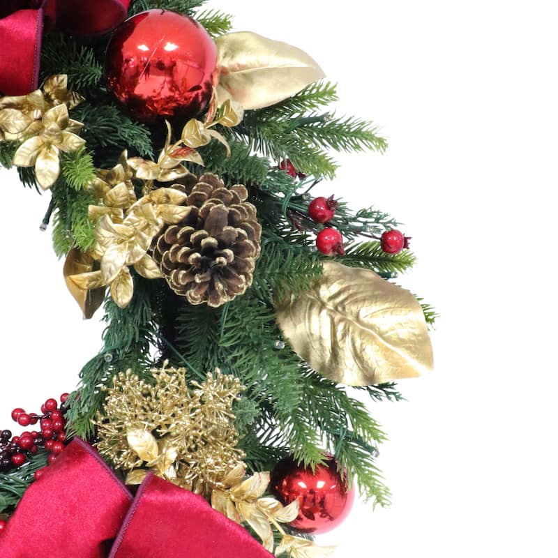 Puleo Internatioanl 26" Pre-Lit Artificial Adorned Christmas Wreath