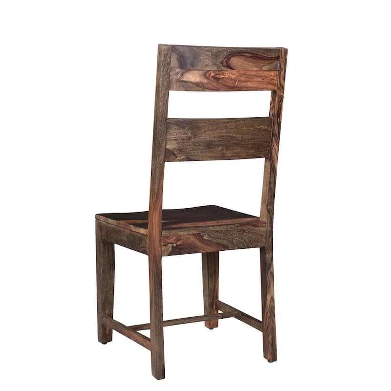 HomeRoots Set of Two Dark Brown Solid Wood Ladder Back Dining Side Chairs - 18' X '39' X '18