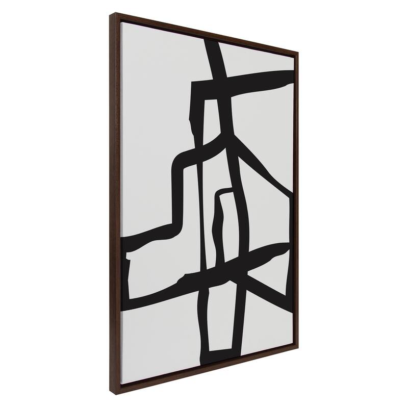 Kate and Laurel Sylvie Bold Sophisticated Abstract Black Stroke Framed Canvas by The Creative Bunch Studio