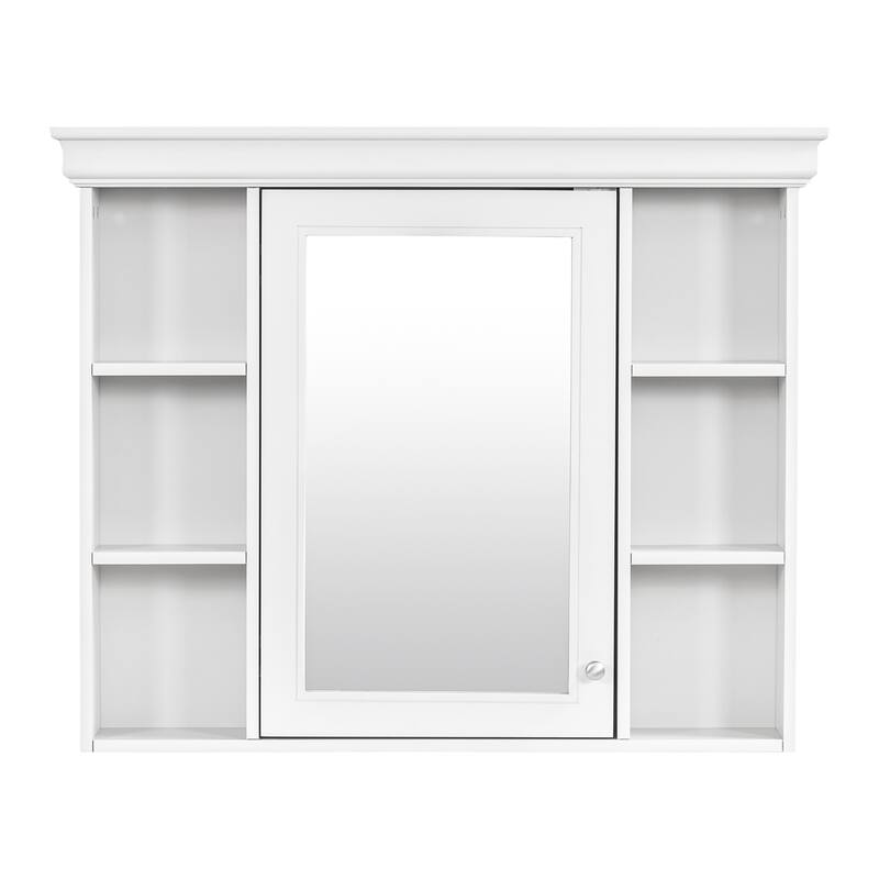 GDFStudio - Valence Modern Wall-Mounted Bathroom Storage Cabinet with Mirror and Open Shelves - 35'' x 28''