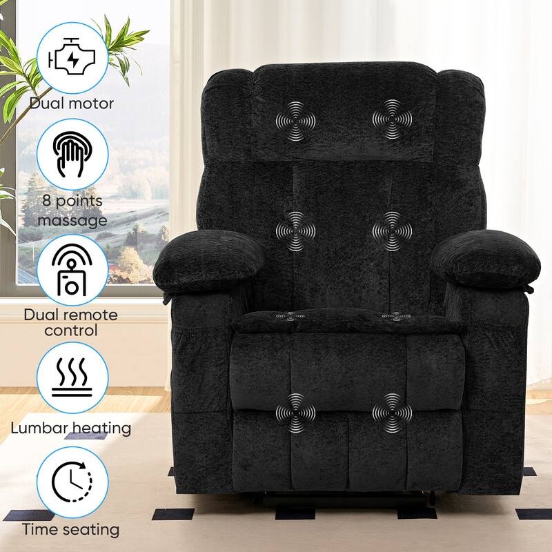 Mixoy Velvet Power Lift Recliner Chair,Dual Motor Heat Massage Electric Recliners Arm Chair with Remote