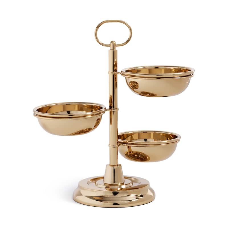 Polished Metal 3-Tier Appetizer and Condiment Server - Gold