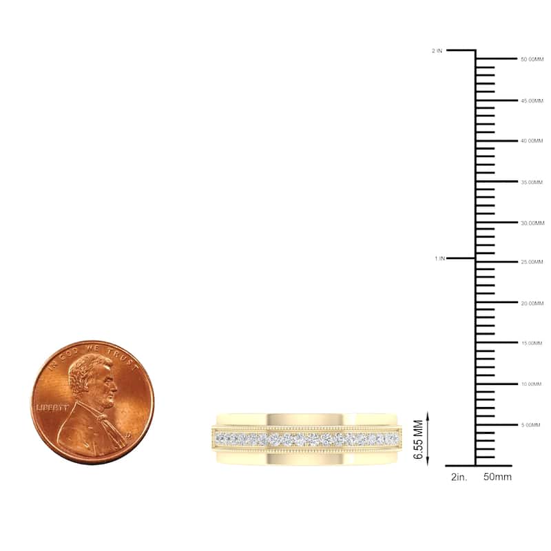 1/4ct TDW Diamond Accented Wedding Band in 10K Yellow Gold for Men