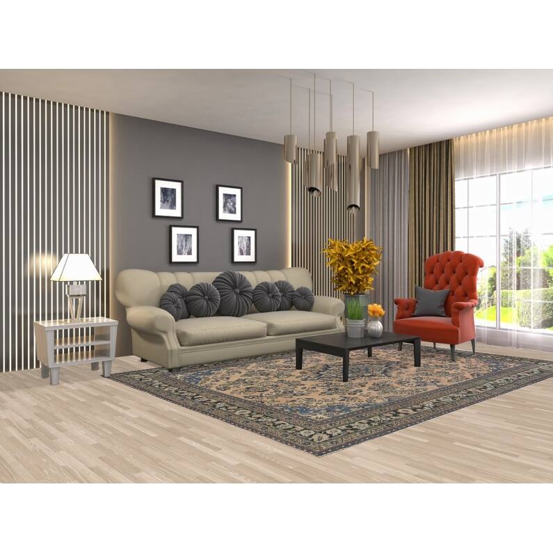 Hand Knotted Oriental 100% Wool Carpet Traditional Floral Peach Hamedan Area Rug - 9' 10'' X 6' 11''